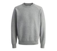Strickpullover JACK & JONES "JCOFUSION KNIT CREW NECK", Damen, Gr. S, dunkelgrau melange, Strick, Obermaterial: 88% Polyester, 12% Nylon, meliert, relaxed fit normal, Rundhals, Rippbündchen, Pullover