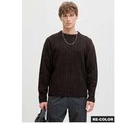 Strickpullover JACK & JONES "JJEBRADLEY CARTER KNIT CREW NECK LN", Herren, Gr. M, delicioso, Strick, Obermaterial: 51% Polyester, 41% Polyacryl, 5% Wolle, 3% Elasthan, unifarben, modisch, relaxed fit