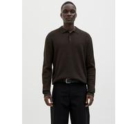 Strickpullover JACK & JONES "JJEGEORGE KNIT POLO LS SN", Herren, Gr. S, delicioso detail:with schwarz, Strick, Obermaterial: 85% Baumwolle, 15% Polyester, unifarben, modisch, relaxed fit normal, Rundh