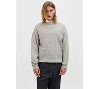 Strickpullover JACK & JONES "JJESOHO OLLIE KNIT CREW NECK SN", Damen, Gr. XL, grau (light grau melange), Strick, Obermaterial: 51% Polyester, 41% Polyacryl, 5% Wolle, 3% Elasthan, meliert, relaxed fit