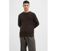 Strickpullover JACK & JONES "JJGLOBAL KNIT CREW NECK", Herren, Gr. M, delicioso detail:twisted with schwarz, Strick, Obermaterial: 67% Polyacryl, 33% Baumwolle, unifarben, regular fit, Rundhals, Pullo