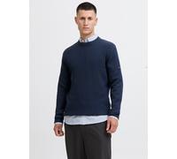 Strickpullover JACK & JONES "JPRBLAREAGAN KNIT CREW NECK", Herren, Gr. M, blau (schwarz navy detail:twist), Strick, Obermaterial: 100% Baumwolle, unifarben, regular fit normal, Rundhals, Rippbündchen,