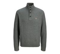 Strickpullover JACK & JONES "JPRBLURICHARD KNIT HIGH NECK", Herren, Gr. L, medium grau melange, Strick, Obermaterial: 73% Polyester, 27% Polyacryl, meliert, regular fit, hoch geschlossener Ausschnitt,