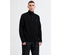 Strickpullover JACK & JONES "JPRBLURICHARD KNIT HIGH NECK", Herren, Gr. S, schwarz, Strick, Obermaterial: 73% Polyester, 27% Polyacryl, unifarben, regular fit, hoch geschlossener Ausschnitt, Rippbündc