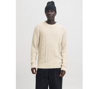 Strickpullover JACK & JONES "JPRBLUSEAN KNIT CABLE CREW NECK SN", Herren, Gr. XXL, silber lining detail:melange, Strick, Obermaterial: 57% Polyacryl, 43% Baumwolle, meliert, regular fit normal, Rundha