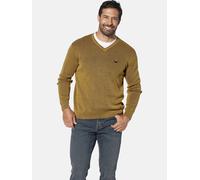Jan Vanderstorm Herren Pullover Keimo mit V-Ausschnitt - Strukturstrick, legere Passform, hochwertiger Baumwoll-Mix, komfortabel & leicht, Freizeit & Casual-Style bis 7XL gelb, 3XL (XXXL) - 64/66