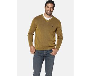 Strickpullover JAN VANDERSTORM "Pullover KEIMO", Herren, Gr. 5XL, orange (gelb melange), Obermaterial: 55% Polyacryl PAN. 45% Baumwolle CO., unifarben, normal, V-Ausschnitt, Pullover Strickpullover (6