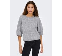 Strickpullover JDY "JDYALVA LIFE 3/4 EMBELLISH PULL KNT NOOS", Damen, Gr. L, grau (medium grau melange detail:with silber embellishment), Strick, Obermaterial: 78% Polyester, 15% Nylon, 5% Wolle, 2% E