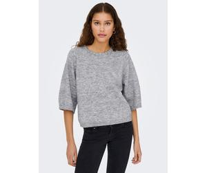 Strickpullover JDY "JDYALVA LIFE 3/4 EMBELLISH PULL KNT NOOS", Damen, Gr. L, grau (medium grau melange detail:with silber embellishment), Strick, Obermaterial: 78% Polyester, 15% Nylon, 5% Wolle, 2% E