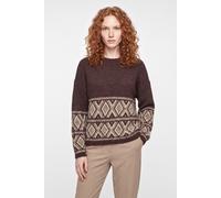 Strickpullover JDY "JDYDINA L/S ON FAROE ISLAND PULLOVE KNT", Damen, Gr. XL, braun (coffee bean detail:with oatmeal faroe jacq.), Strick, Obermaterial: 70% Polyester, 21% Nylon, 8% Wolle, 1% Elasthan,