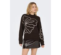 Strickpullover JDY "JDYJELLA L/S FLOWER PULLOVER KNT NOOS", Damen, Gr. L, chocolate torte detail:with pumice stone emb, Strick, Obermaterial: 79% Polyester, 13% Polyacryl, 6% Wolle, 2% Elasthan, gemus