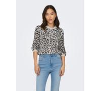 Strickpullover JDY "JDYLORRAINE ANIMAL L/S PULLOVER KNT NOOS", Damen, Gr. L, beige (cement detail:schwarz leopard spots), Strick, Obermaterial: 58% Nylon, 26% Viskose, 16% Polyester, gemustert, regula