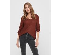 Strickpullover JDY "JDYNEW MEGAN L/S PULLOVER KNT NOOS", Damen, Gr. L, schwarz (smoked paprika detail:with schwarz ply), Strick, Obermaterial: 88% Polyacryl, 12% Polyester, unifarben, normal, V-Aussch