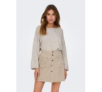 Strickpullover JDY "JDYRUE LIFE L/S BOAT NECK PULL KNT NOOS", Damen, Gr. S, grau (chateau gray detail:melange), Strick, Obermaterial: 51% Polyester, 46% Polyacryl, 3% Elasthan, meliert, taillenbedeckt