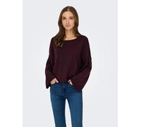 Strickpullover JDY "JDYRUE LIFE L/S BOAT NECK PULL KNT NOOS", Damen, Gr. XL, maroon banner detail:melange, Strick, Obermaterial: 51% Polyester, 46% Polyacryl, 3% Elasthan, meliert, taillenbedeckt, U-B