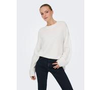 Strickpullover JDY "JDYSONJA L/S O-NECK PULLOVER KNT NOOS", Damen, Gr. S, cloud dancer detail:melange, Strick, Obermaterial: 57% Polyester, 26% Polyacryl, 14% Nylon, 3% Elasthan, meliert, normal, Rund