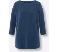 Strickpullover HEINE "Oversized Pullover", Damen, Gr. 40/42, blau (jeansblau), 100% Baumwolle, unifarben, Pullover Strickpullover (93611341-40) jeansblau