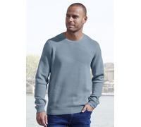 Strickpullover JOHN DEVIN, Herren, Gr. L (52/54), blau (rauchblau), Feinstrick, Obermaterial: 50% Baumwolle, 50% Polyacryl, unifarben, regular fit normal, Rundhals, Strickbündchen, Pullover Strickpull