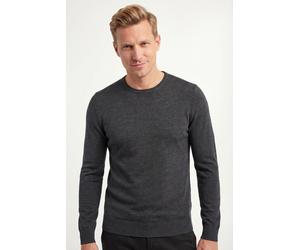 Strickpullover JOOP "Denny", Herren, Gr. M, dunkelgrau, Strick, Obermaterial: 100% Wolle, clean, meliert, unifarben, regular fit normal, Rundhals, elastischer Bund, Pullover Strickpullover, mit Rundha