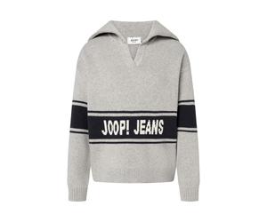 Strickpullover JOOP JEANS "Kilo", Damen, Gr. L, open grau, Strick, Obermaterial: 60% Baumwolle, 30% Nylon, 10% Schurwolle, unifarben, regular fit normal, V-Ausschnitt, eingesetzt Rippstrickbündchen, P