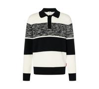 Strickpullover JOOP JEANS "Odin", Herren, Gr. M, schwarz-weiß (dunkelblau), Strick, Obermaterial: 100% Baumwolle, gestreift, unifarben, regular fit taillenbedeckt, Rundhals, eingesetzt gerader Abschlu