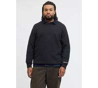 Strickpullover "JORNORREBRO KNIT CREW NECK PLS", Damen, Gr. 4XL, schwarz, Strick, Obermaterial: 55% Baumwolle, 22% Polyester, 21% Polyacryl, 2% Elasthan, JACK & JONES PLUSSIZE, unifarben, relaxed fit 