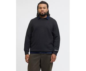 Strickpullover "JORNORREBRO KNIT CREW NECK PLS", Damen, Gr. 4XL, schwarz, Strick, Obermaterial: 55% Baumwolle, 22% Polyester, 21% Polyacryl, 2% Elasthan, JACK & JONES PLUSSIZE, unifarben, relaxed fit 