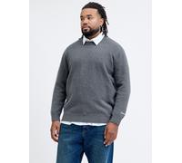 Strickpullover "JORNORREBRO KNIT CREW NECK PLS", Herren, Gr. 4XL, grau (dunkelgrau melange), Strick, Obermaterial: 55% Baumwolle, 22% Polyester, 21% Polyacryl, 2% Elasthan, JACK & JONES PLUSSIZE, meli