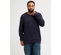 Strickpullover "JPRBLUBARKLEY KNIT CREW NECK PLS", Herren, Gr. 4XL, blau (night sky detail:solid), Strick, Obermaterial: 100% Baumwolle, JACK & JONES PLUSSIZE, unifarben, normal, Rundhals, Pullover St