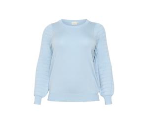 Strickpullover KAFFE CURVE "Damen Strickpullover KClini", Damen, Gr. M, blau (celestial blau), Obermaterial: 80% Viskose CV. 20% Nylon NY., Pullover Strickpullover (20412012-M) celestial blau