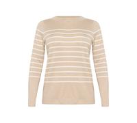 Strickpullover KAFFE CURVE "Damen Strickpullover KClizzy", Damen, Gr. M, beige (feather grau meliert, chalk stripe), Obermaterial: 80% Viskose CV. 20% Nylon NY., Pullover Strickpullover (75181029-M) f