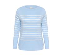 Strickpullover KAFFE CURVE "Damen Strickpullover KClizzy", Damen, Gr. S, blau (powder blau with chalk stripe), Obermaterial: 80% Viskose CV. 20% Nylon NY., Pullover Strickpullover (91392356-S) powder 