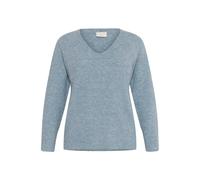 Strickpullover KAFFE CURVE "Damen Strickpullover KCniela", Damen, Gr. S, blau (windward blau melange), Obermaterial: 60% Polyester Pol. recyc.. 12% Polyacryl PAN. 10% Nylon NY. 9% Polyester PES. 6% Wo