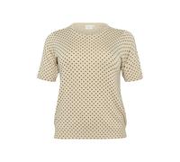 Strickpullover KAFFE CURVE "Strickpullover KClizzy", Damen, Gr. S, beige (feather gray mel, schwarz dot), Obermaterial: 80% Viskose CV. 20% Nylon NY., Pullover Strickpullover (48984644-S) feather gray