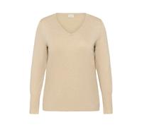 Strickpullover KAFFE CURVE "Strickpullover KClizzy", Damen, Gr. S, beige (feather gray melange), Obermaterial: 80% Viskose CV. 20% Nylon NY., Pullover Strickpullover (73556750-S) feather gray melange