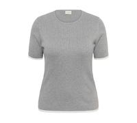 Strickpullover KAFFE CURVE "Strickpullover KClizzy", Damen, Gr. XL, grau (grau meliert with chalk contrast), Obermaterial: 80% Viskose CV. 20% Nylon NY., Pullover Strickpullover (98194602-XL) grau mel