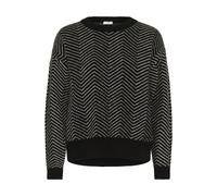 Strickpullover KAFFE "Damen Strickpullover KAbitzy", Damen, Gr. L, schwarz (schwarz, feathergrau meliertzig zag), Obermaterial: 35% Polyester PES. 32% Polyacryl PAN. 17% Wolle mw. 12% Nylon NY. 4% Ela