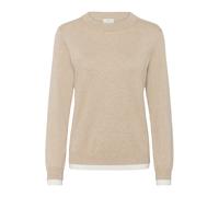 Strickpullover KAFFE "Damen Strickpullover KAlizza", Damen, Gr. M, beige (feather gray melange), Obermaterial: 80% Viskose LENZING ECOVERO CV LenzEcov. 20% Nylon NY., Pullover Strickpullover (72502649