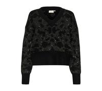 Strickpullover KAFFE "Damen Strickpullover KAmirjam", Damen, Gr. XXL, schwarz (schwarz deep), Obermaterial: 47% metallisierte Fasern MTF. 29% Polyacryl PAN. 22% Polyamid PA. 2% Elasthan EL., Pullover 