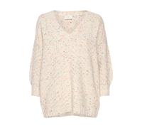Strickpullover KAFFE "Strickpullover KApaige", Damen, Gr. XL, beige (créme brûlée melange multi dot), Obermaterial: 64% Polyacryl PAN. 21% Polyester PES. 15% Baumwolle CO., Pullover Strickpullover (51