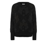Strickpullover KAFFE "Damen Strickpullover KAsandra", Damen, Gr. XS, schwarz (schwarz silber lurex jacquard), Obermaterial: 76% Polyester PES. 15% Polyacryl PAN. 7% Wolle mw. 2% Elasthan EL., Pullover
