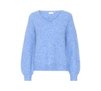 Strickpullover KAFFE "Damen Strickpullover KAsarla", Damen, Gr. XXL, blau (cornflower blau melange), Obermaterial: 53% Polyacryl PAN. 39% Polyester PES. 8% Wolle mw., Pullover Strickpullover (61412610