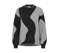 Strickpullover KAFFE "Damen Strickpullover KAwilma", Damen, Gr. S, grau (grau abstract pattern), Obermaterial: 46% Polyacryl PAN. 45% Nylon NY. 5% Wolle mw. 4% Elasthan EL., Pullover Strickpullover (8