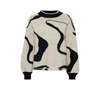 Strickpullover KAFFE "Damen Strickpullover KAwilma", Damen, Gr. XXL, grau (blurry circle pattern), Obermaterial: 46% Polyacryl PAN. 45% Nylon NY. 5% Wolle mw. 4% Elasthan EL., Pullover Strickpullover 