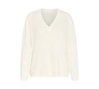 Strickpullover KAFFE "Strickpullover KAcharlie", Damen, Gr. S, weiß (chalk), Obermaterial: 60% Baumwolle CO. 40% Polyacryl PAN., Pullover Strickpullover (98538857-S) chalk