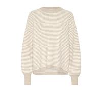 Strickpullover KAFFE "Strickpullover KAellery", Damen, Gr. L, beige (feather grau, chalk structure), Obermaterial: 38% Polyacryl PAN. 35% Polyester PES. 18% Nylon NY. 6% Wolle mw. 3% Elasthan EL., Pul