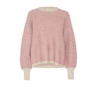 KAFFE Strickpullover KAellery Damen Strickpullover Rundhals Pullover Winter Sweater Grobstrick Sweatshirt Elegant Oberteile Pulli Feather Gray/Rose Structure XL
