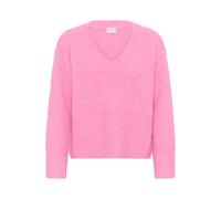 Strickpullover KAFFE "Strickpullover KAemelie", Damen, Gr. XS, pink (pink power melange), Obermaterial: 64% Polyester PES. 18% Polyacryl PAN. 10% Wolle mw. 5% Alpaka WP. 3% Elasthan EL., Pullover Stri