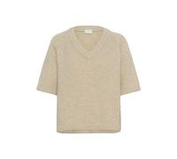 Strickpullover KAFFE "Strickpullover KAemilie", Damen, Gr. L, beige (feather gray melange), Obermaterial: 64% Polyester PES. 18% Polyacryl PAN. 10% Wolle mw. 5% Alpaka WP. 3% Elasthan EL., Pullover St