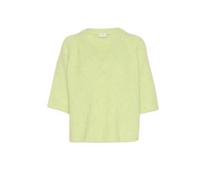 Strickpullover KAFFE "Strickpullover KAemilie", Damen, Gr. L, grün (lettuce grün), Obermaterial: 64% Polyester PES. 18% Polyacryl PAN. 10% Wolle mw. 5% Alpaka WP. 3% Elasthan EL., Pullover Strickpullo
